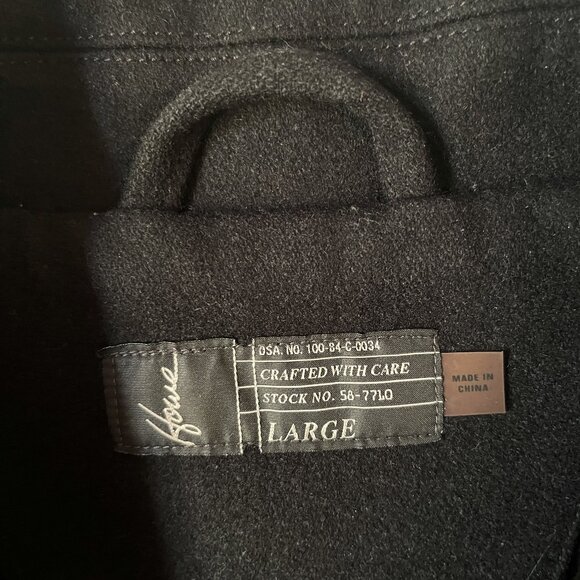 HOWE ROLLS ROYCE - BLACK Pea Coat Jacket 6 Button Buckle Collar Pocket - LARGE - Picture 6 of 6